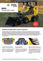 Overview of the wheeled mini loader SM50 in one flyer