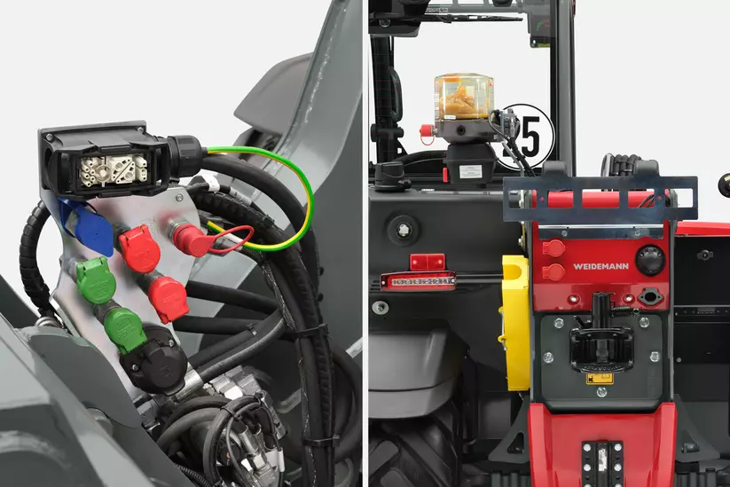 Weidemann Teleskoplader T4512e Elektroanschlüsse vorne und hinten, Studio