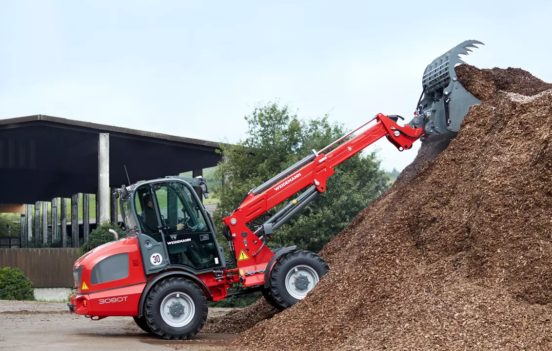 Weidemann attachment Shear grap large, in action agriculture, Telescopic wheel loader 3080T