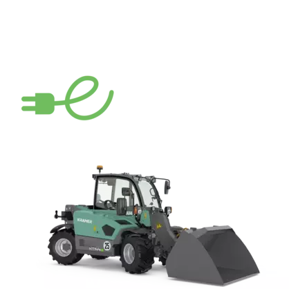 The fully electric Kramer telehandler KT144e in a studio.