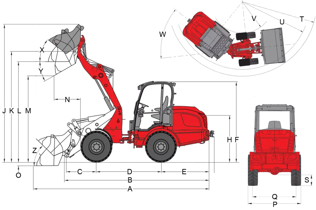 wheel loader 40er 50er dimension sketch