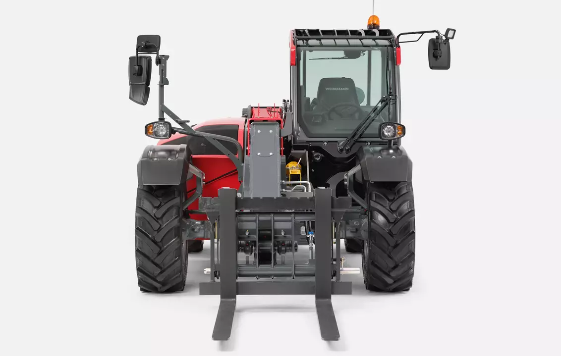 Weidemann telehandler T7035 cabin with pallet fork, studio