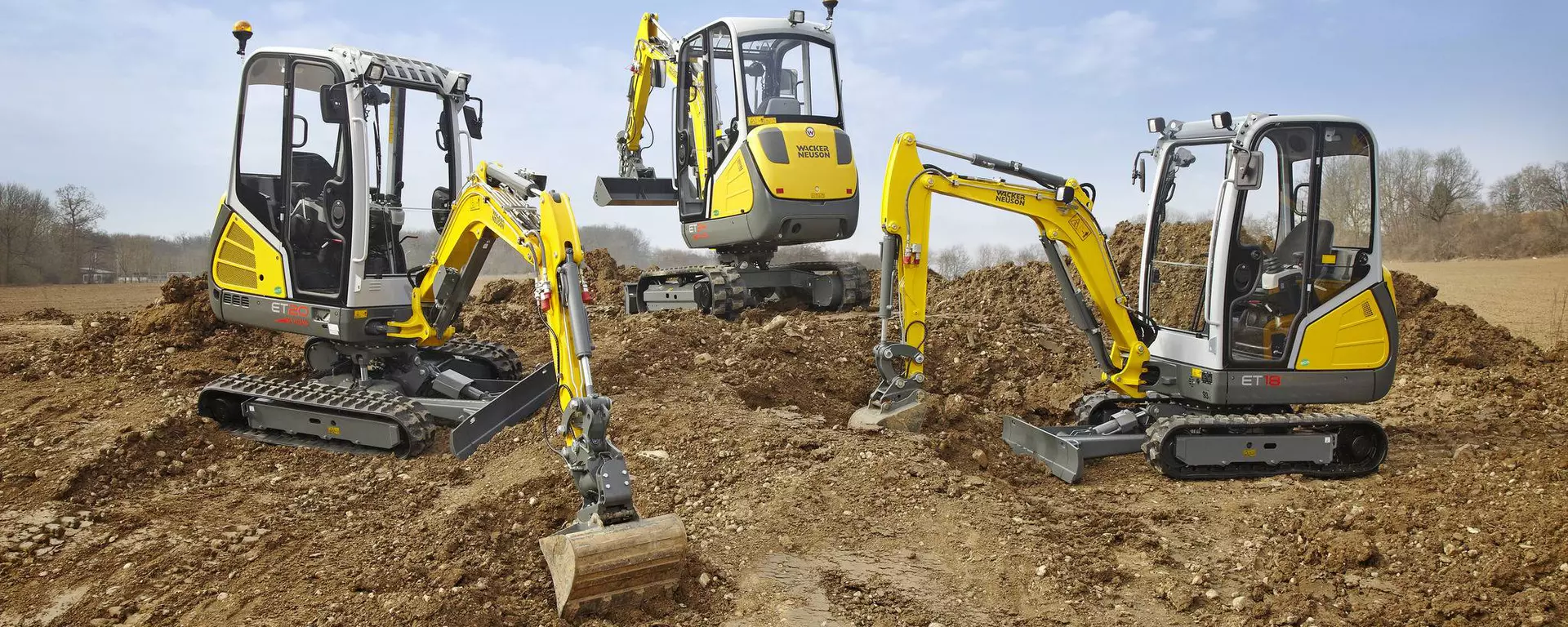 3 excavators ET18, ET20 and  ET24 during excavation work