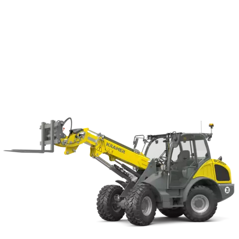 The Kramer telescopic wheel loader 8085T in a studio.
