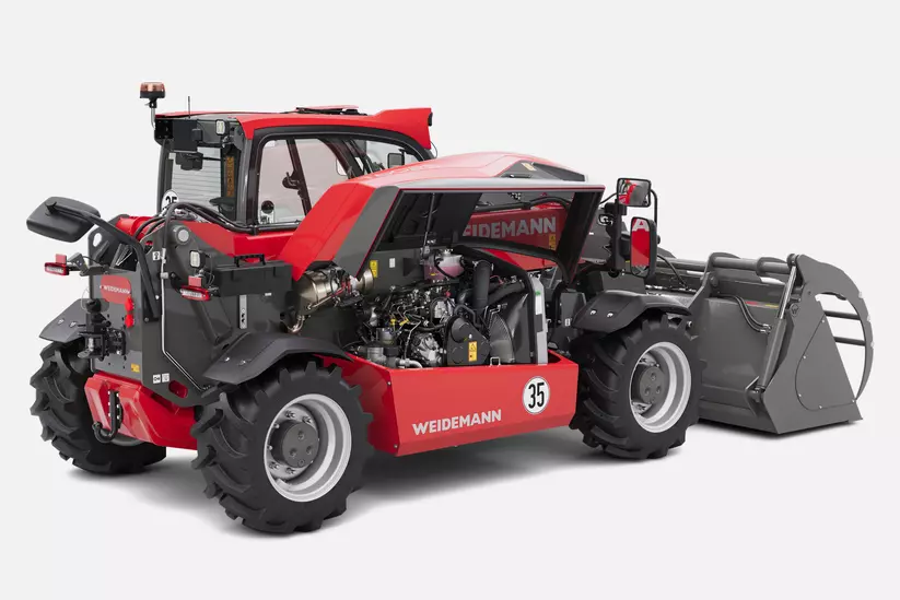 Weidemann Teleskoplader T6025 im Studio, Motorhaube