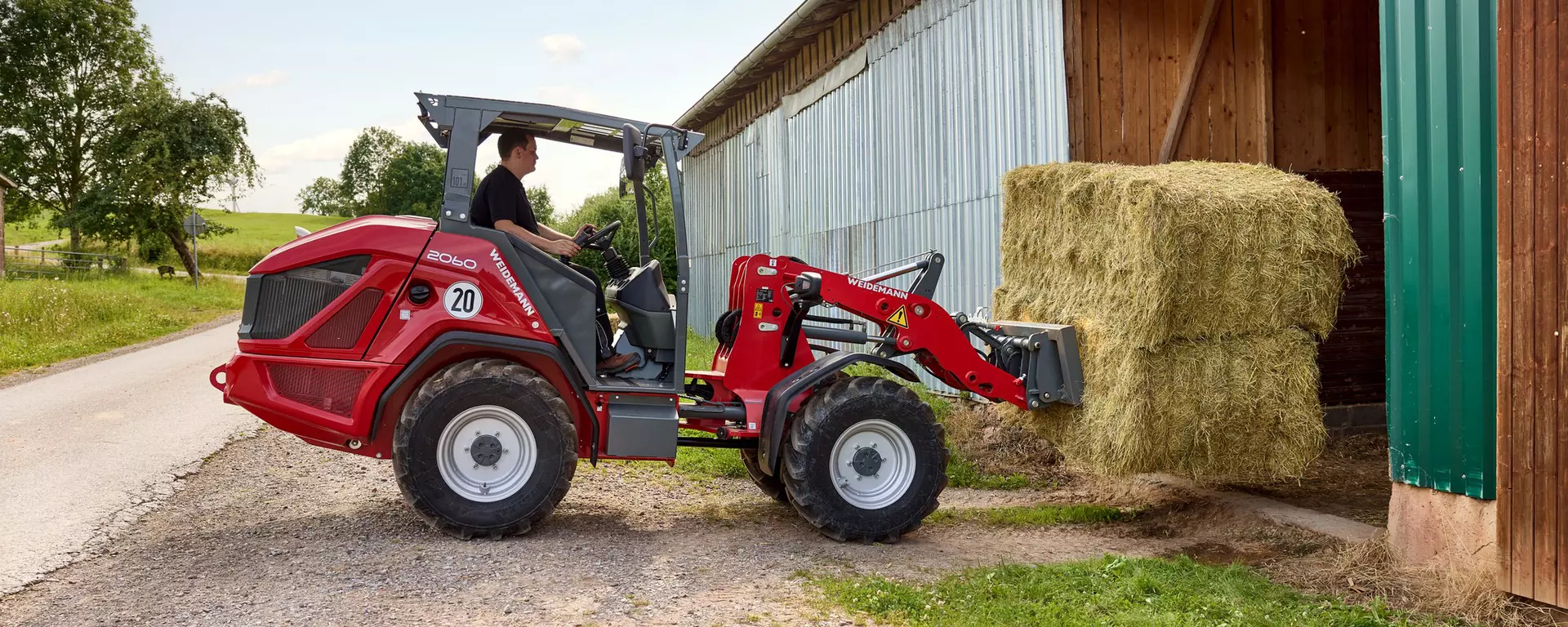 Weidemann Radlader 2060 Fahrerschutzdach mit Ballenspieß, Einsatz