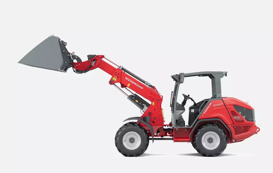 Weidemann telescopic wheel loader 2060T overhead guard with light goods bucket, studio