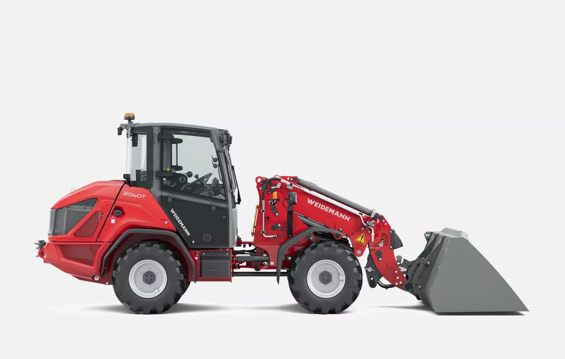 Weidemann telescopic wheel loader 2060T cabin with light goods bucket, studio