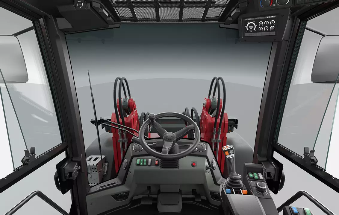 Weidemann wheel loader 9080 cabin interior view, studio