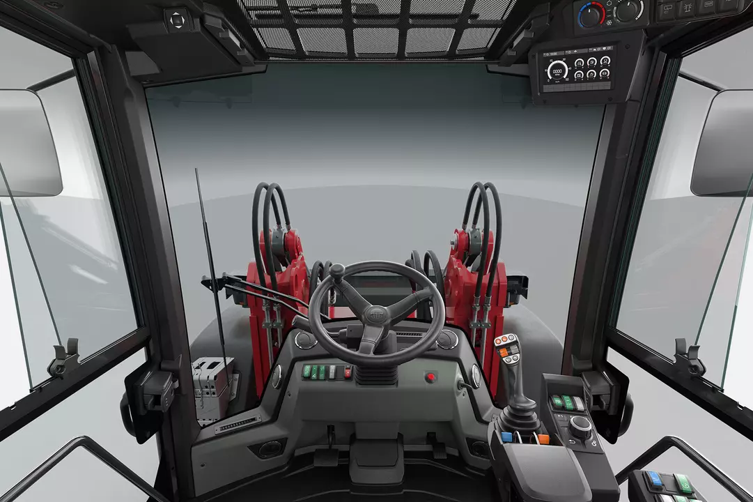 Weidemann wheel loader 9080 cabin interior view, studio