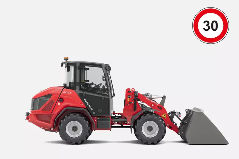 Weidemann Radlader 2060 im Studio, Geschwindigkeit 30 km/h