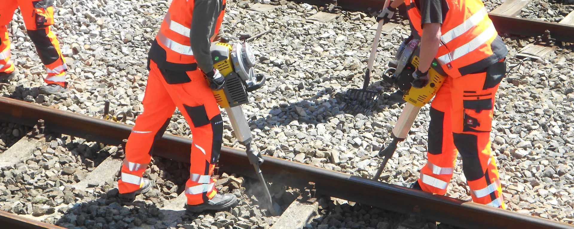 Wacker Neuson gasoline breaker in use for track construction.