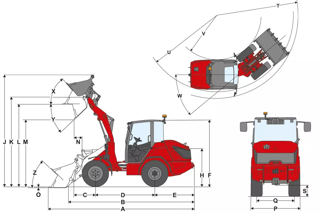 Weidemann Abmessungsgrafik Radlader & Teleskopradlader