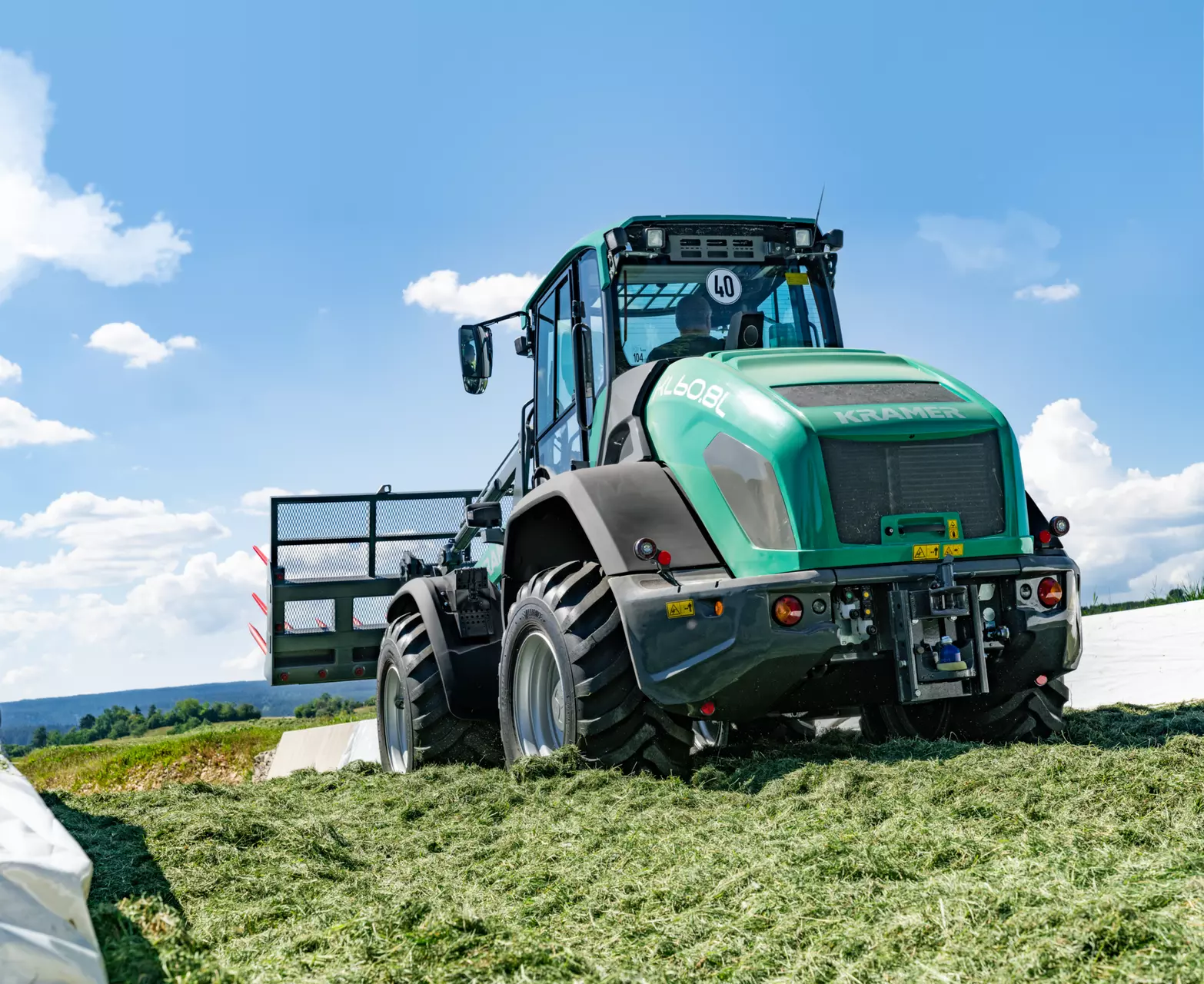 The Kramer wheel loader KL60.8 while working in agriculture. 