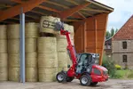 Weidemann attachment Round bale fork for wrapped bales, in action agriculture, Telescopic wheel loader 2080T