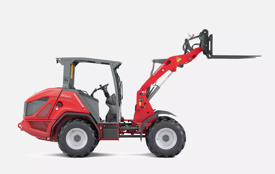 Weidemann wheel loader 2060 overhead guard with pallet fork, studio