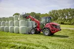 Weidemann telescopic wheel loader 2060T cabin with round bale tongs, application