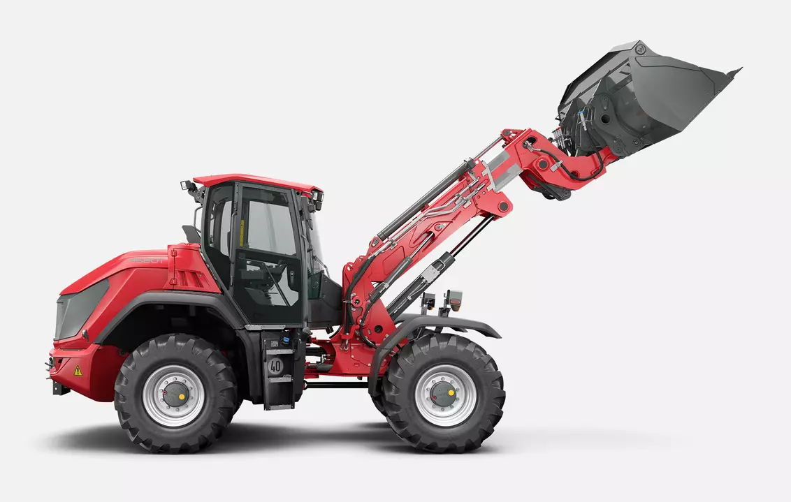 Weidemann telescopic wheel loader 9580T cabin with light material bucket, studio