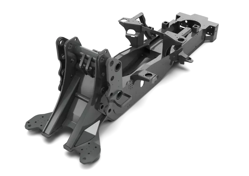 Vehicle frame of the Kramer big  wheel loader in a studio.