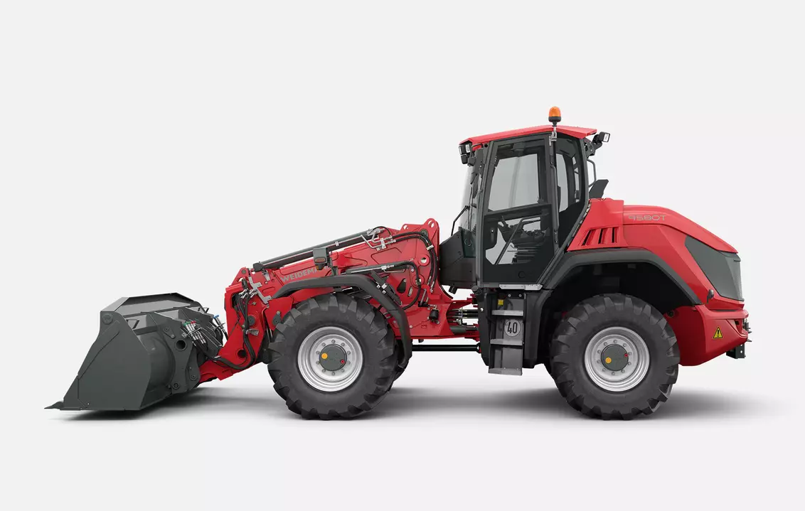 Weidemann telescopic wheel loader 9580T cabin with light material bucket, studio