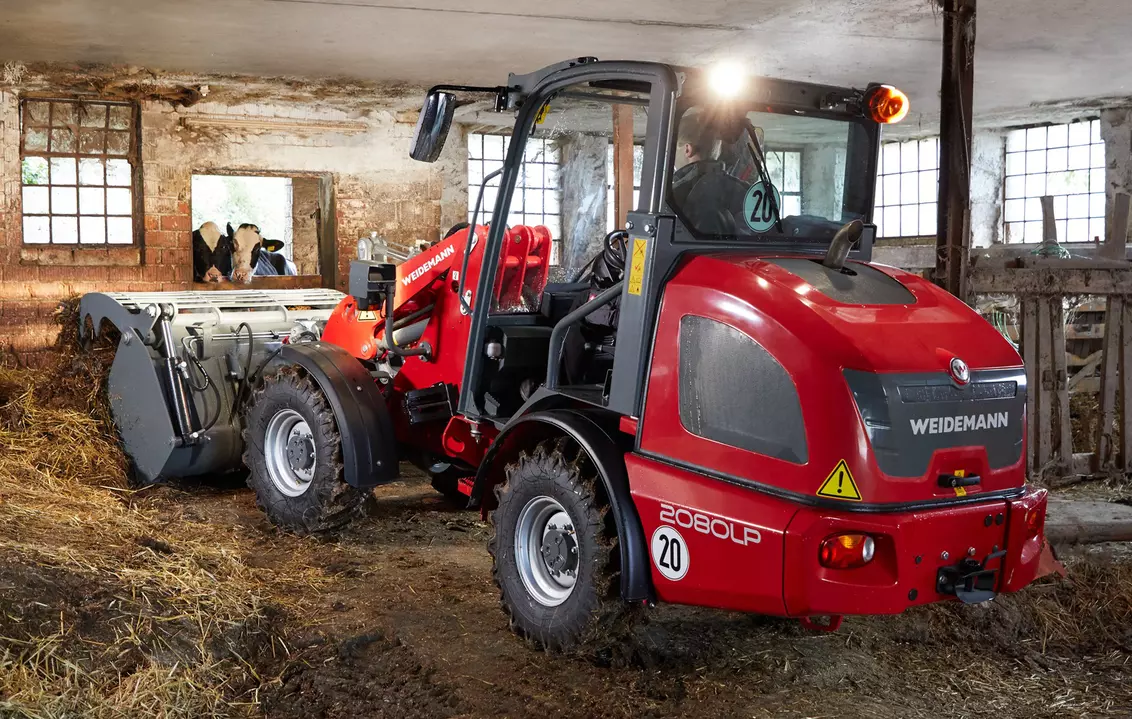 Weidemann attachment Shear grap large, in action agriculture, Wheel loader 2080LP