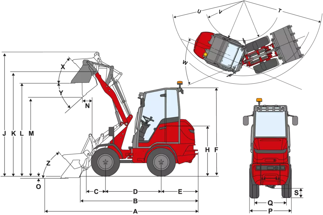 Hoftrac 1190e Abmessungsskizze