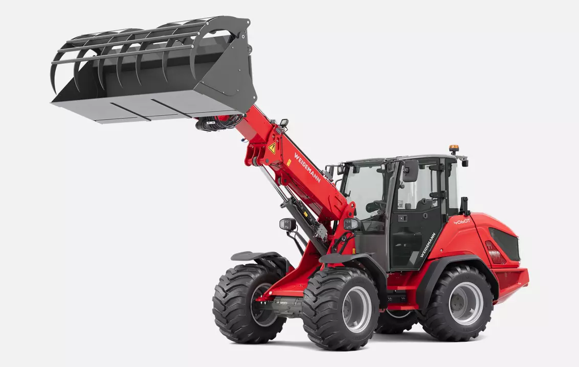Weidemann telescopic wheel loader 4060T cabin with grab bucket, studio