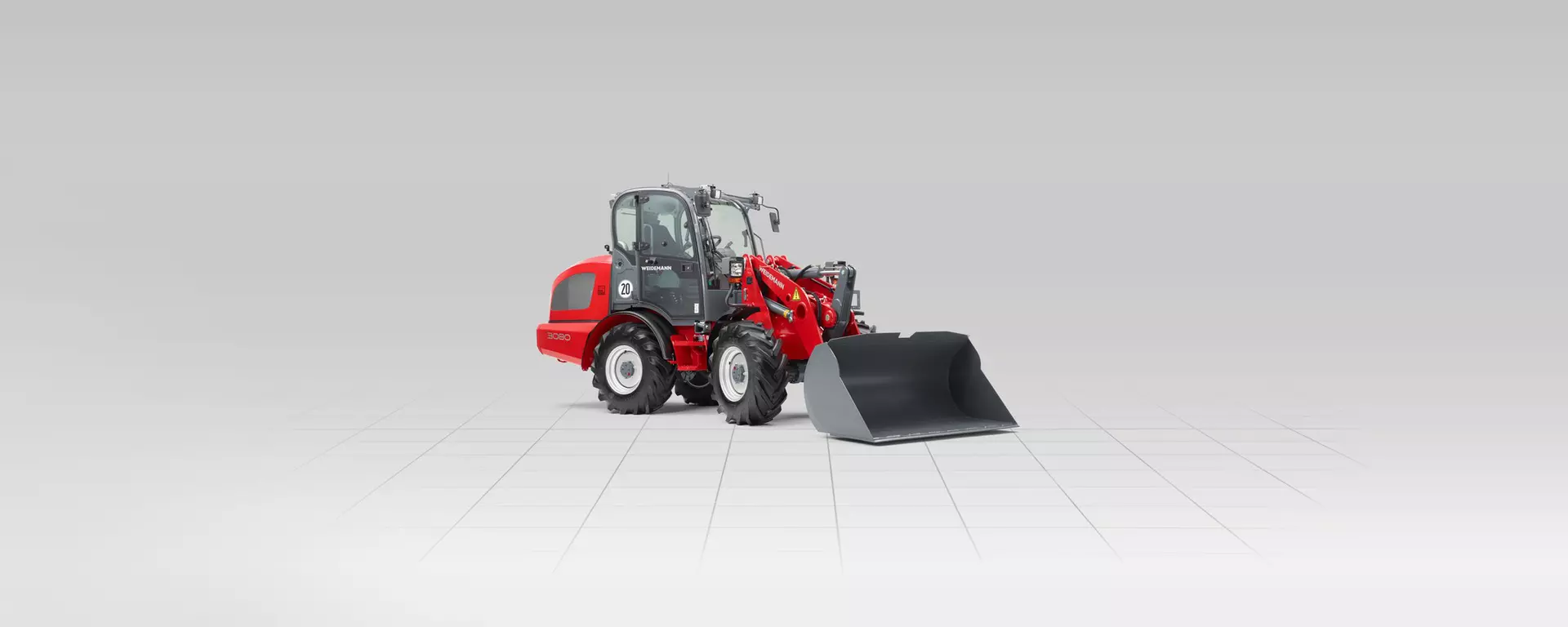 Weidemann wheel loader 3080 cabin with round light cargo bucket, Studio
