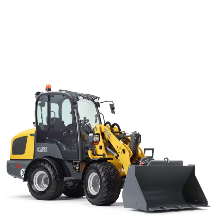 Wacker Neuson wheel loader WL32 with cabin and earth bucket, studio