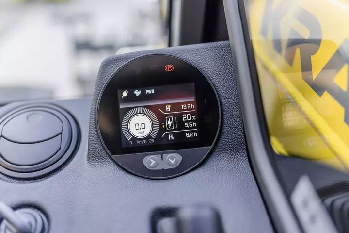 The display of the Kramer fully electric telehandler 1445e.