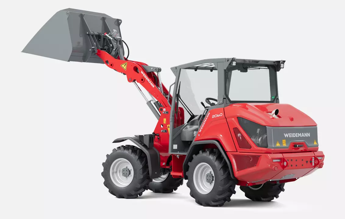 Weidemann wheel loader 2060 overhead guard with light good bucket, studio