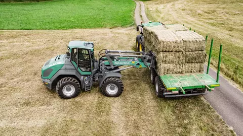 The Kramer wheel loader KL60.8 while working in agriculture. 