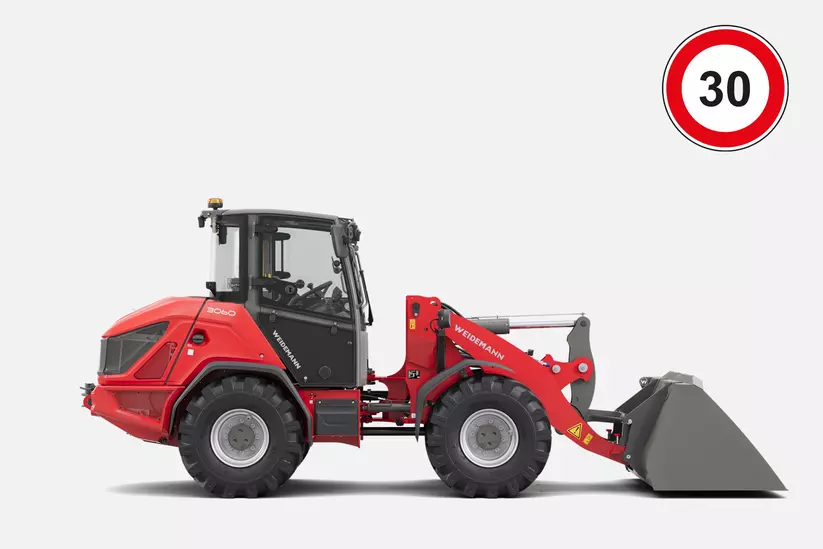 Weidemann Radlader 3060 im Studio, Geschwindigkeit 30 km/h