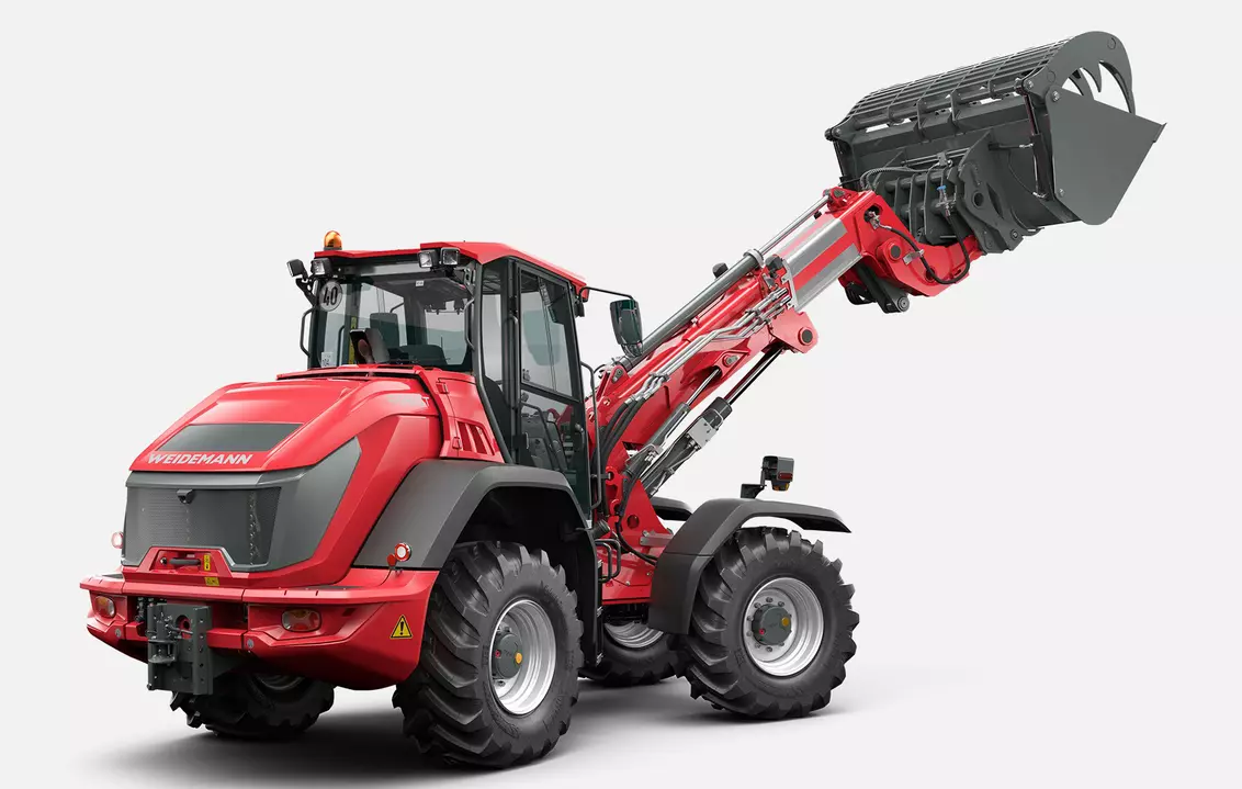 Weidemann telescopic wheel loader 9580T cabin with light material bucket, studio