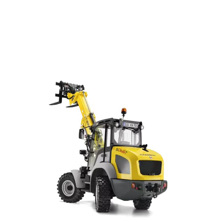 The Kramer telescopic wheel loader 5065T in a studio.