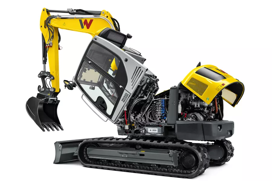 The cab of the ET90 can be tilted up to 60° to the side, providing optimal access to all improtant service work