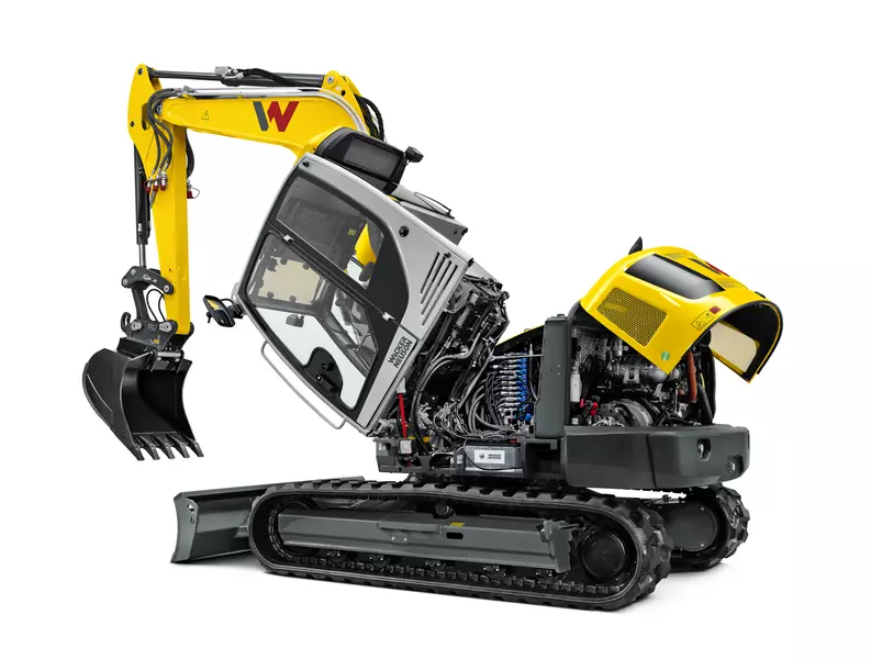 The cab of the ET90 can be tilted up to 60° to the side, providing optimal access to all improtant service work