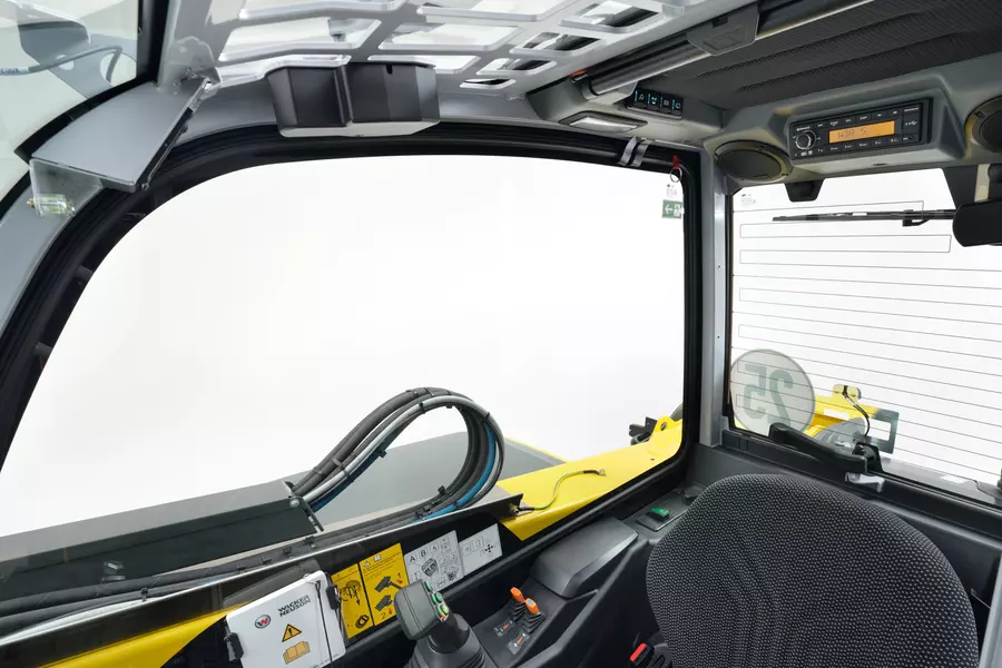 Wacker Neuson telehandler TH412e view from the cabin, studio