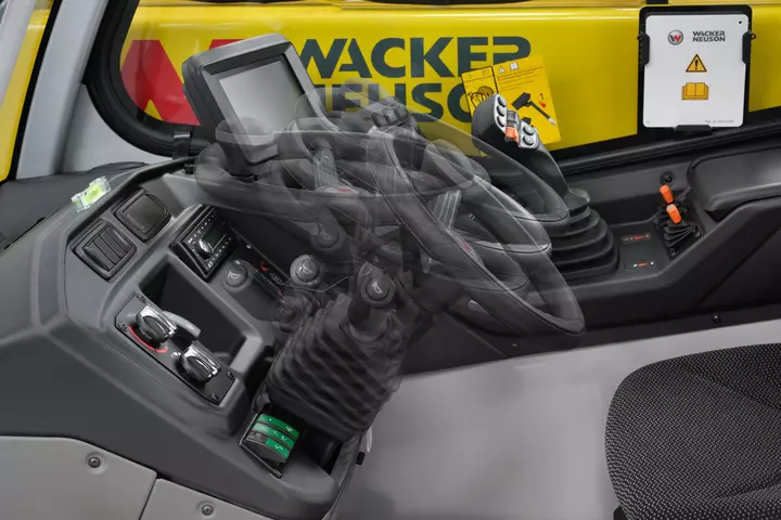 Wacker Neuson telehandler TH625 adjustable steering wheel and steering column, studio