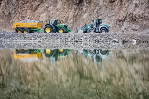 The Kramer wheel loader KL60.8 while working in agriculture. 