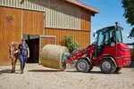 Weidemann attachment Bale spear, in action agriculture, Hoftrac 1190e