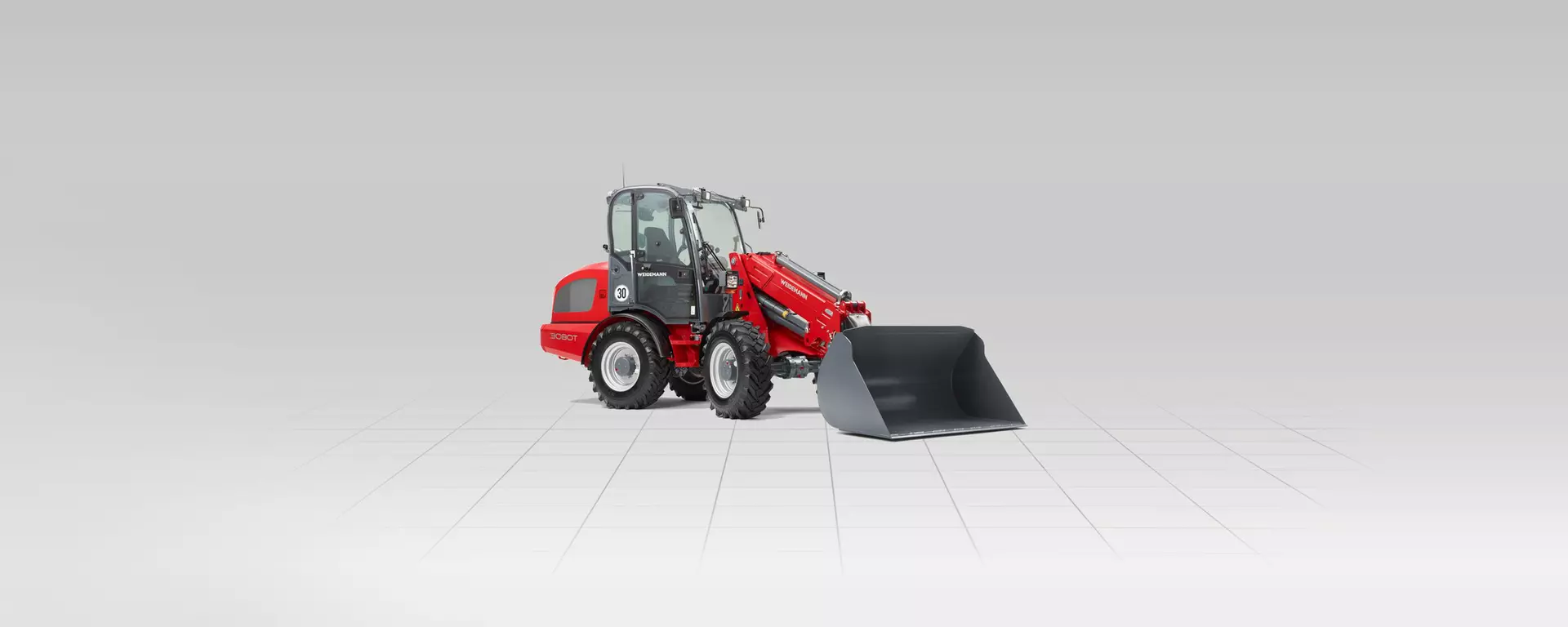 Weidemann telescopic wheel loader 3080T cabin with round light cargo bucket, Studio