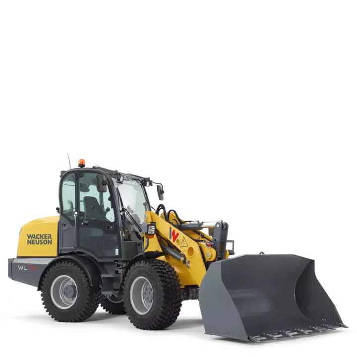Wacker Neuson wheel loader WL70 with earth bucket, studio