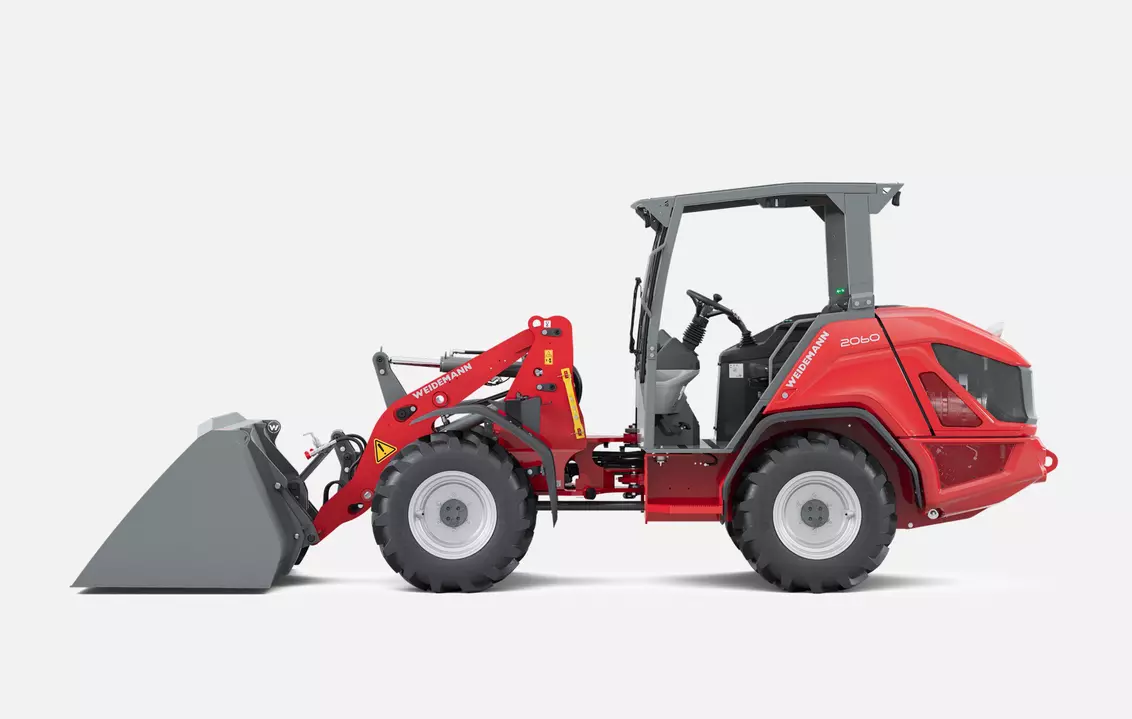 Weidemann wheel loader 2060 overhead guard with light good bucket, studio