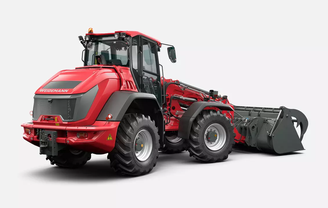 Weidemann telescopic wheel loader 9580T cabin with light material bucket, studio
