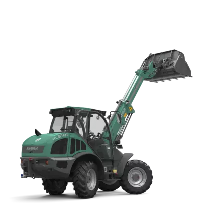 The Kramer telescopic wheel loader KL37.8T in a studio.