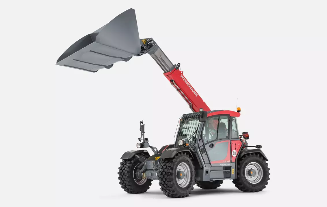 Weidemann telehandler T7042 cabin with light material bucket square, studio