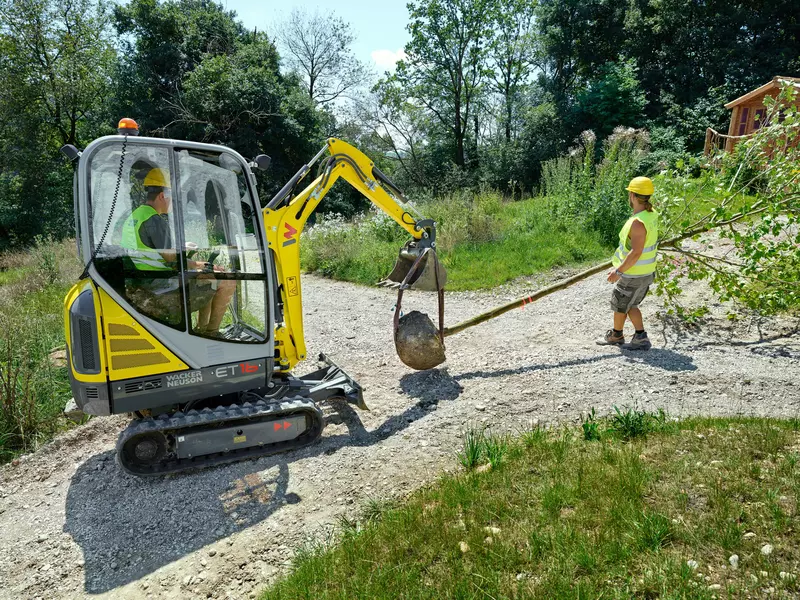 Ein ET16 transportiert einen ca 3 -  4 Meter Baum zu seinem Pflanzloch