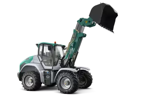 A rendering of the Kramer telescopic wheel loader KL55.8T in a studio. 
