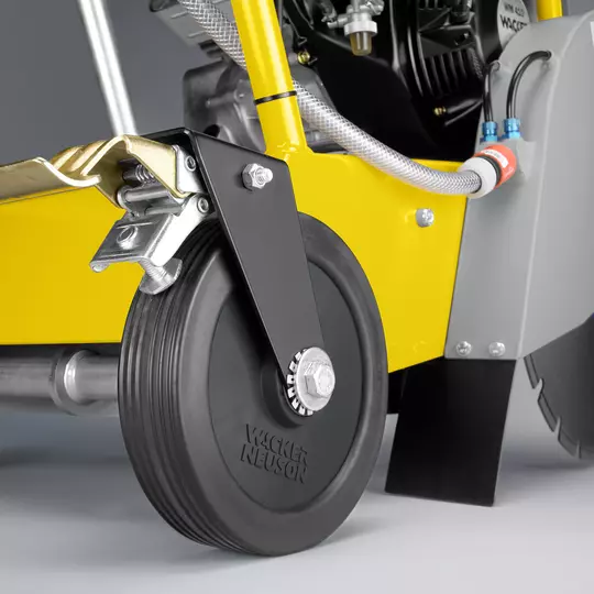 Gasoline-driven floor saw BFS1350 studio image wheels, wheelbase, axle